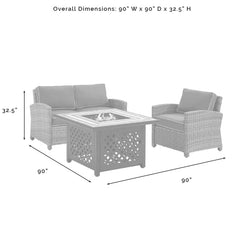 Crosley Bradenton 3pc Outdoor Wicker Conversation Set W/Fire Table - KO70161 - The Home Selection
