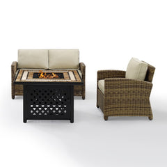 Crosley Bradenton 3pc Outdoor Wicker Conversation Set W/Fire Table - KO70161 - The Home Selection