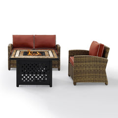 Crosley Bradenton 3pc Outdoor Wicker Conversation Set W/Fire Table - KO70161 - The Home Selection