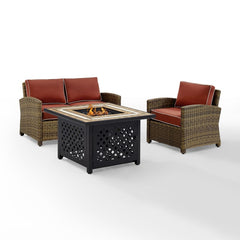 Crosley Bradenton 3pc Outdoor Wicker Conversation Set W/Fire Table - KO70161 - The Home Selection