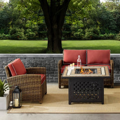 Crosley Bradenton 3pc Outdoor Wicker Conversation Set W/Fire Table - KO70161 - The Home Selection