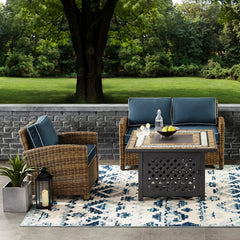 Crosley Bradenton 3pc Outdoor Wicker Conversation Set W/Fire Table - KO70161 - The Home Selection