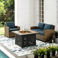 Crosley Bradenton 3pc Outdoor Wicker Conversation Set W/Fire Table - KO70161 - The Home Selection