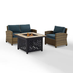 Crosley Bradenton 3pc Outdoor Wicker Conversation Set W/Fire Table - KO70161 - The Home Selection