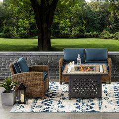 Crosley Bradenton 3pc Outdoor Wicker Conversation Set W/Fire Table - KO70161 - The Home Selection