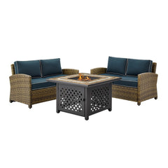Crosley Bradenton 3pc Outdoor Wicker Conversation Set W/Fire Table - KO70164 - The Home Selection