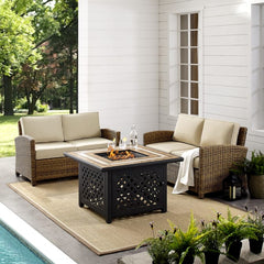 Crosley Bradenton 3pc Outdoor Wicker Conversation Set W/Fire Table - KO70164 - The Home Selection