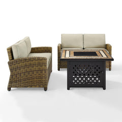 Crosley Bradenton 3pc Outdoor Wicker Conversation Set W/Fire Table - KO70164 - The Home Selection