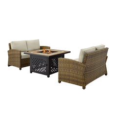Crosley Bradenton 3pc Outdoor Wicker Conversation Set W/Fire Table - KO70164 - The Home Selection