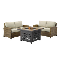 Crosley Bradenton 3pc Outdoor Wicker Conversation Set W/Fire Table - KO70164 - The Home Selection