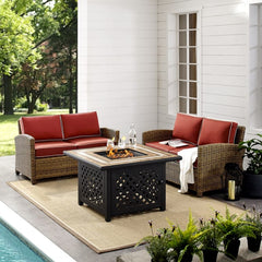 Crosley Bradenton 3pc Outdoor Wicker Conversation Set W/Fire Table - KO70164 - The Home Selection