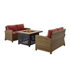 Crosley Bradenton 3pc Outdoor Wicker Conversation Set W/Fire Table - KO70164 - The Home Selection