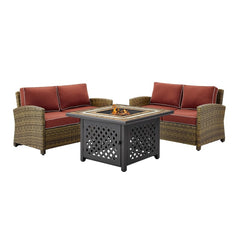 Crosley Bradenton 3pc Outdoor Wicker Conversation Set W/Fire Table - KO70164 - The Home Selection
