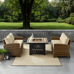 Crosley Bradenton 3pc Outdoor Wicker Conversation Set W/Fire Table - KO70164 - The Home Selection