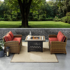 Crosley Bradenton 3pc Outdoor Wicker Conversation Set W/Fire Table - KO70164 - The Home Selection