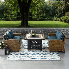 Crosley Bradenton 3pc Outdoor Wicker Conversation Set W/Fire Table - KO70164 - The Home Selection