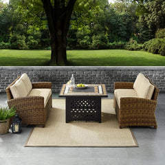 Crosley Bradenton 3pc Outdoor Wicker Conversation Set W/Fire Table - KO70164 - The Home Selection