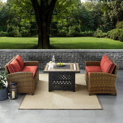 Crosley Bradenton 3pc Outdoor Wicker Conversation Set W/Fire Table - KO70164 - The Home Selection