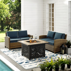 Crosley Bradenton 3pc Outdoor Wicker Conversation Set W/Fire Table - KO70164 - The Home Selection