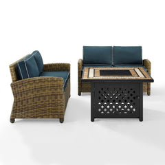 Crosley Bradenton 3pc Outdoor Wicker Conversation Set W/Fire Table - KO70164 - The Home Selection