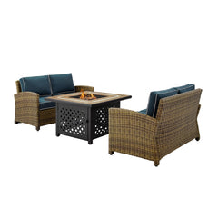 Crosley Bradenton 3pc Outdoor Wicker Conversation Set W/Fire Table - KO70164 - The Home Selection