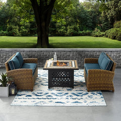 Crosley Bradenton 3pc Outdoor Wicker Conversation Set W/Fire Table - KO70164 - The Home Selection