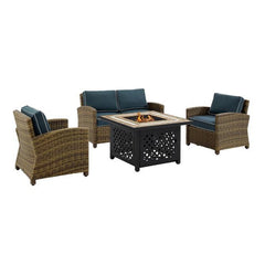 Crosley Bradenton 4pc Outdoor Wicker Conversation Set W/Fire Table - The Home Selection