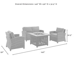 Crosley Bradenton 4pc Outdoor Wicker Conversation Set W/Fire Table - The Home Selection