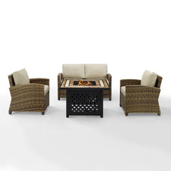 Crosley Bradenton 4pc Outdoor Wicker Conversation Set W/Fire Table - The Home Selection