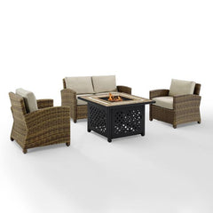 Crosley Bradenton 4pc Outdoor Wicker Conversation Set W/Fire Table - The Home Selection