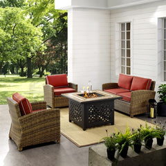 Crosley Bradenton 4pc Outdoor Wicker Conversation Set W/Fire Table - The Home Selection