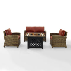 Crosley Bradenton 4pc Outdoor Wicker Conversation Set W/Fire Table - The Home Selection