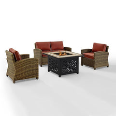 Crosley Bradenton 4pc Outdoor Wicker Conversation Set W/Fire Table - The Home Selection