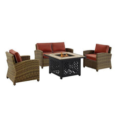 Crosley Bradenton 4pc Outdoor Wicker Conversation Set W/Fire Table - The Home Selection