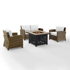 Crosley Bradenton 4pc Outdoor Wicker Conversation Set W/Fire Table - The Home Selection