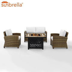 Crosley Bradenton 4pc Outdoor Wicker Conversation Set W/Fire Table - The Home Selection
