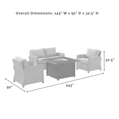 Crosley Bradenton 4pc Outdoor Wicker Conversation Set W/Fire Table - The Home Selection