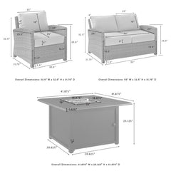 Crosley Bradenton 4pc Outdoor Wicker Conversation Set W/Fire Table - The Home Selection