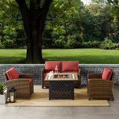 Crosley Bradenton 4pc Outdoor Wicker Conversation Set W/Fire Table - The Home Selection