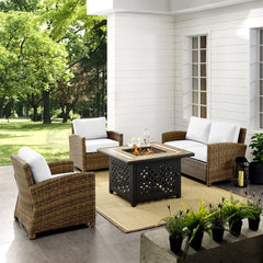 Crosley Bradenton 4pc Outdoor Wicker Conversation Set W/Fire Table - The Home Selection