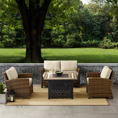 Crosley Bradenton 4pc Outdoor Wicker Conversation Set W/Fire Table - The Home Selection
