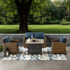 Crosley Bradenton 4pc Outdoor Wicker Conversation Set W/Fire Table - The Home Selection