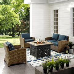 Crosley Bradenton 4pc Outdoor Wicker Conversation Set W/Fire Table - The Home Selection