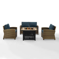 Crosley Bradenton 4pc Outdoor Wicker Conversation Set W/Fire Table - The Home Selection