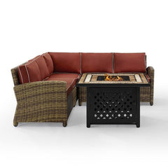 Crosley Bradenton 4pc Outdoor Wicker Sectional Set W/Fire Table - KO70157 - The Home Selection