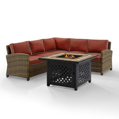 Crosley Bradenton 4pc Outdoor Wicker Sectional Set W/Fire Table - KO70157 - The Home Selection
