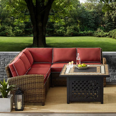 Crosley Bradenton 4pc Outdoor Wicker Sectional Set W/Fire Table - KO70157 - The Home Selection