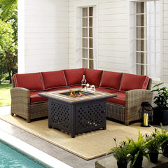 Crosley Bradenton 4pc Outdoor Wicker Sectional Set W/Fire Table - KO70157 - The Home Selection