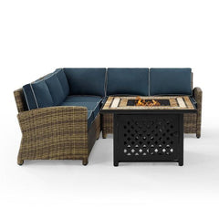 Crosley Bradenton 4pc Outdoor Wicker Sectional Set W/Fire Table - KO70157 - The Home Selection