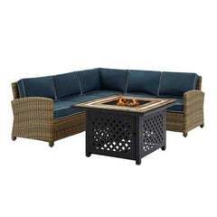 Crosley Bradenton 4pc Outdoor Wicker Sectional Set W/Fire Table - KO70157 - The Home Selection